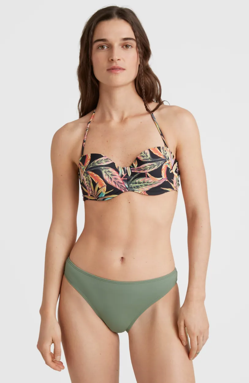 New O’Neill Bikinitop Havaa Mould Wire Bandeau | Black Tropical Flower