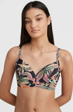 Discount O’Neill Bikinitop Panama Mould Wire Bra | Black Tropical Flower