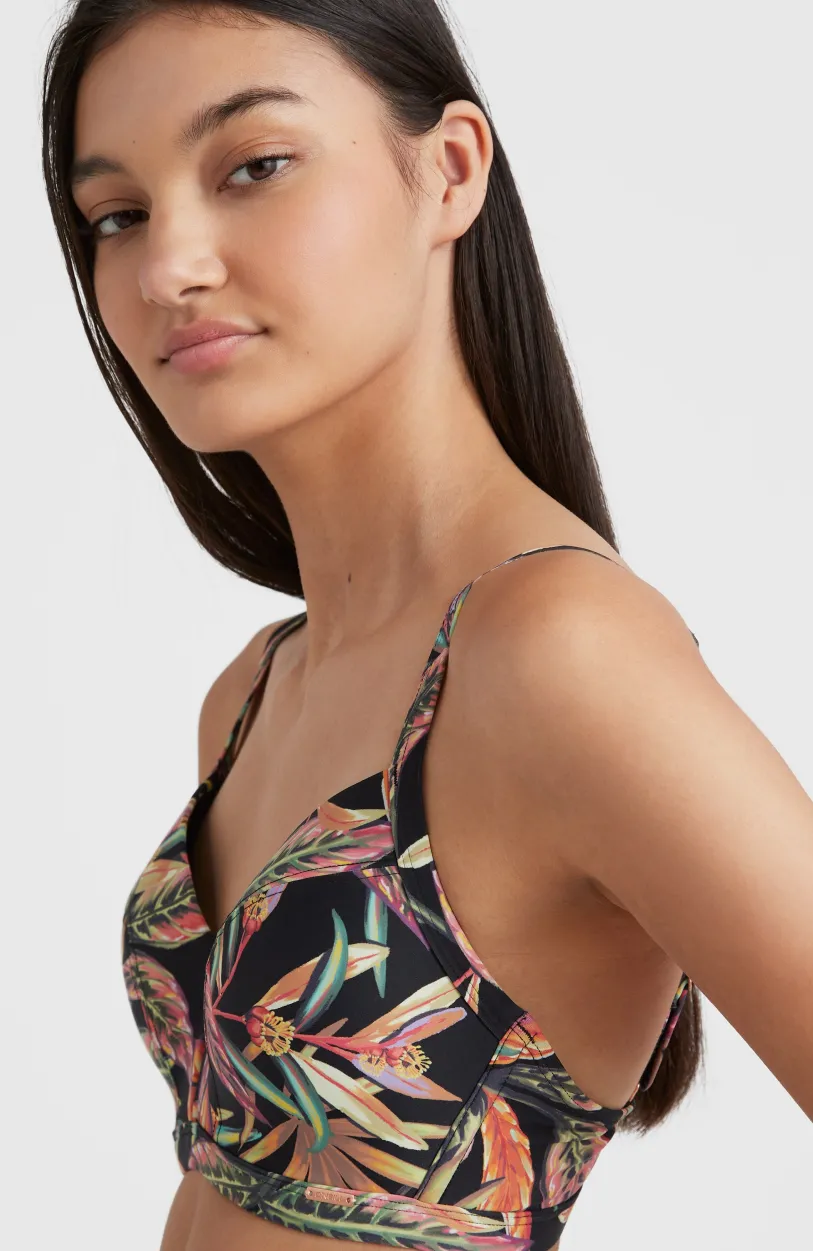 Discount O’Neill Bikinitop Panama Mould Wire Bra | Black Tropical Flower