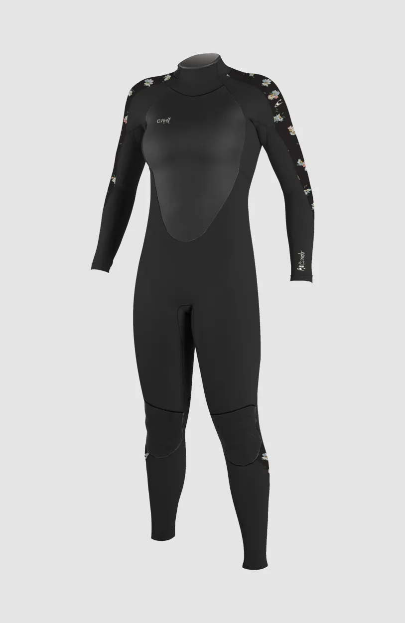 Discount O’Neill Epic 4/3mm Back Zip Full Wetsuit | BLACK/BLACK/CINDY DAISY