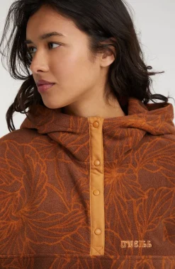 Hot O’Neill Hoodie Superfleece Met Halve Rits | Brown Flower
