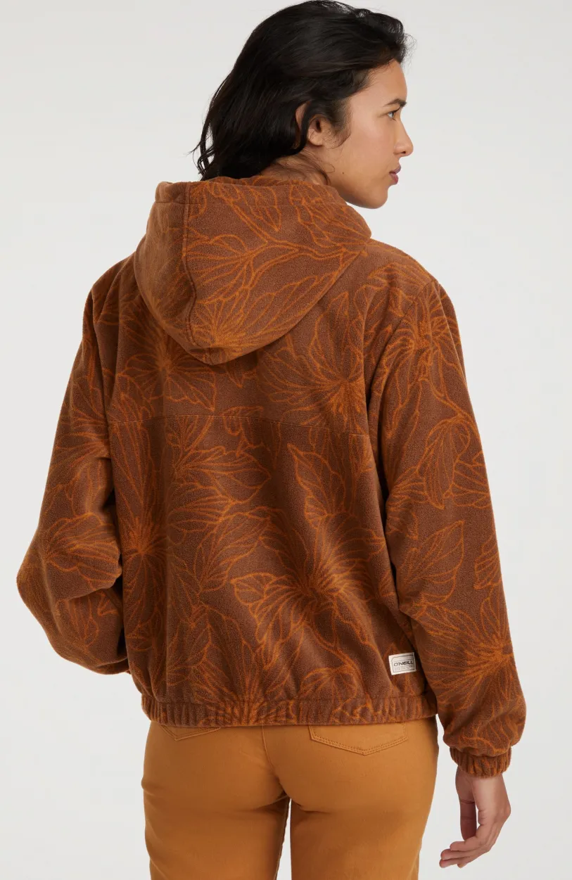 Hot O’Neill Hoodie Superfleece Met Halve Rits | Brown Flower