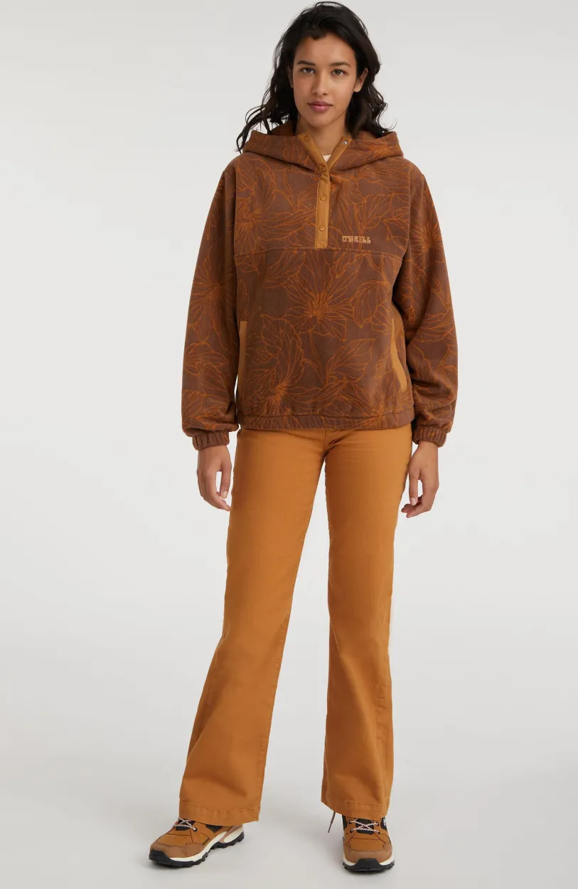Hot O’Neill Hoodie Superfleece Met Halve Rits | Brown Flower