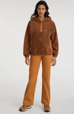 Hot O’Neill Hoodie Superfleece Met Halve Rits | Brown Flower