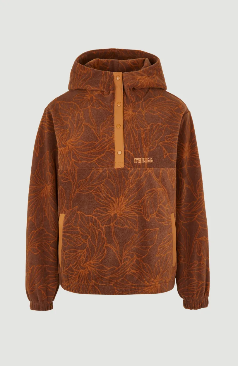 Hot O’Neill Hoodie Superfleece Met Halve Rits | Brown Flower