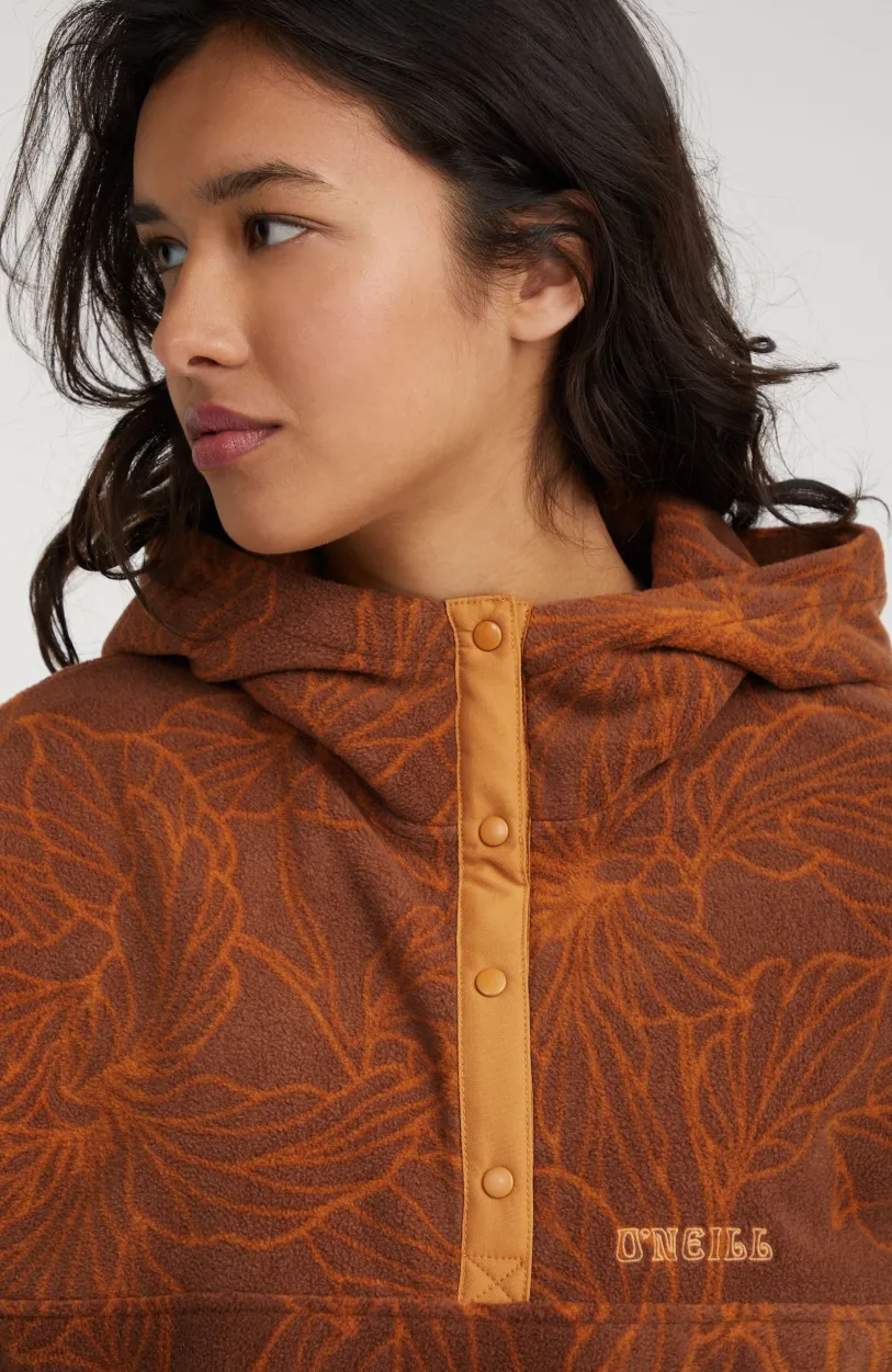 Hot O’Neill Hoodie Superfleece Met Halve Rits | Brown Flower