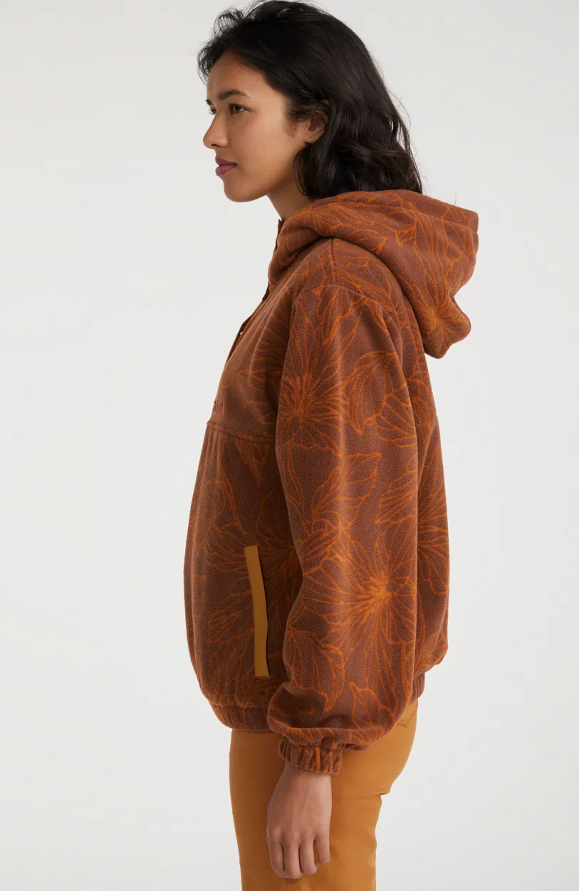 Hot O’Neill Hoodie Superfleece Met Halve Rits | Brown Flower