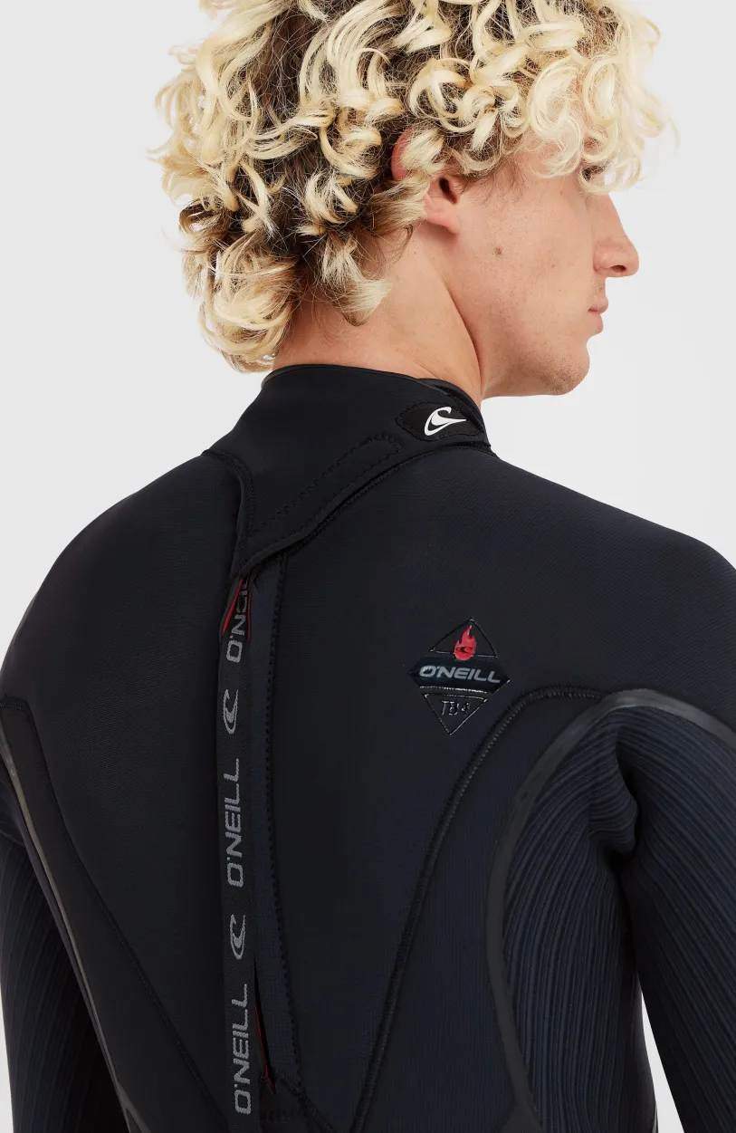 Best O’Neill Hyperfreak Fire 4/3+mm Back Zip Full Wetsuit | BLACK/BLACK