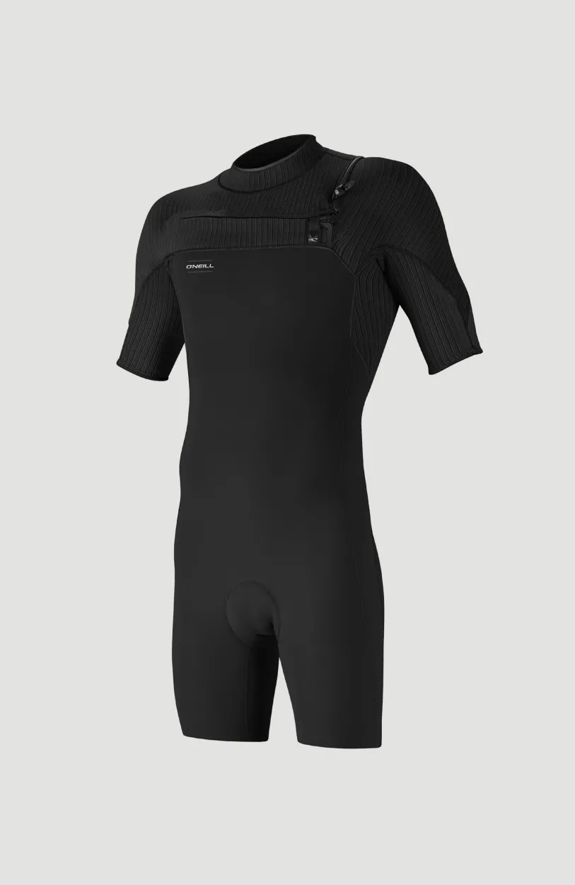 O’Neill Hyperfreak 2mm Chest Zip Shortsleeve Spring Wetsuit | BLACK/BLACK