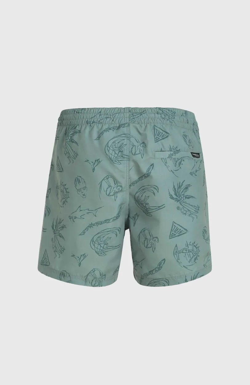 Clearance O’Neill Mix And Match Cali Print 15'' Zwembroek | Green Vintage Surfer