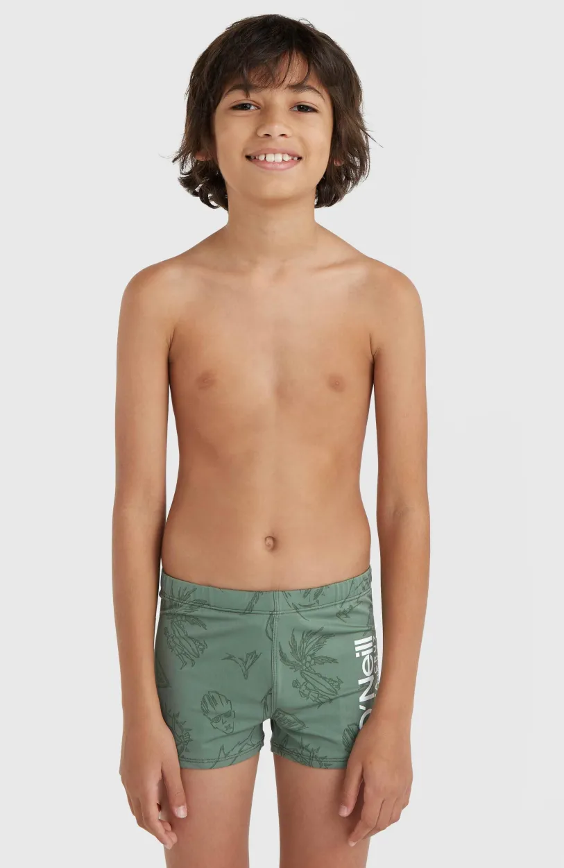 Best O’Neill Mix And Match Crazy 8" Zwemboxer | Green Vintage Surfer