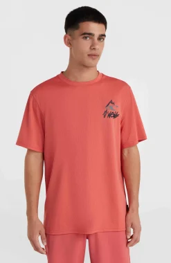 Hot O’Neill O'Neill Hybrid Logo Polygiene T-shirt | Red Orcher