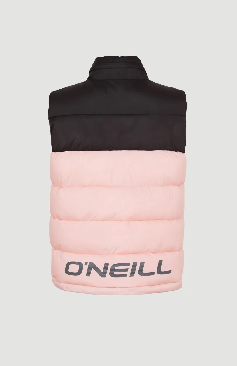 New O’Neill O'Riginals Puffer Bodywarmer | Peach Whip Colour Block