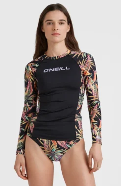 Sale O’Neill Shirt Anglet Met Lange Mouwen En Beschermingsfactor UPF 50+ | Black Tropical Flower