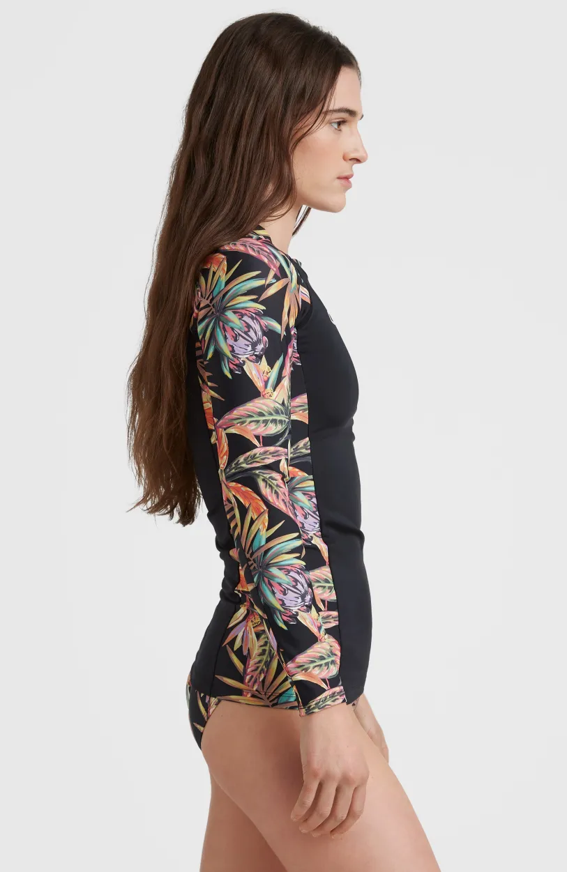 Sale O’Neill Shirt Anglet Met Lange Mouwen En Beschermingsfactor UPF 50+ | Black Tropical Flower