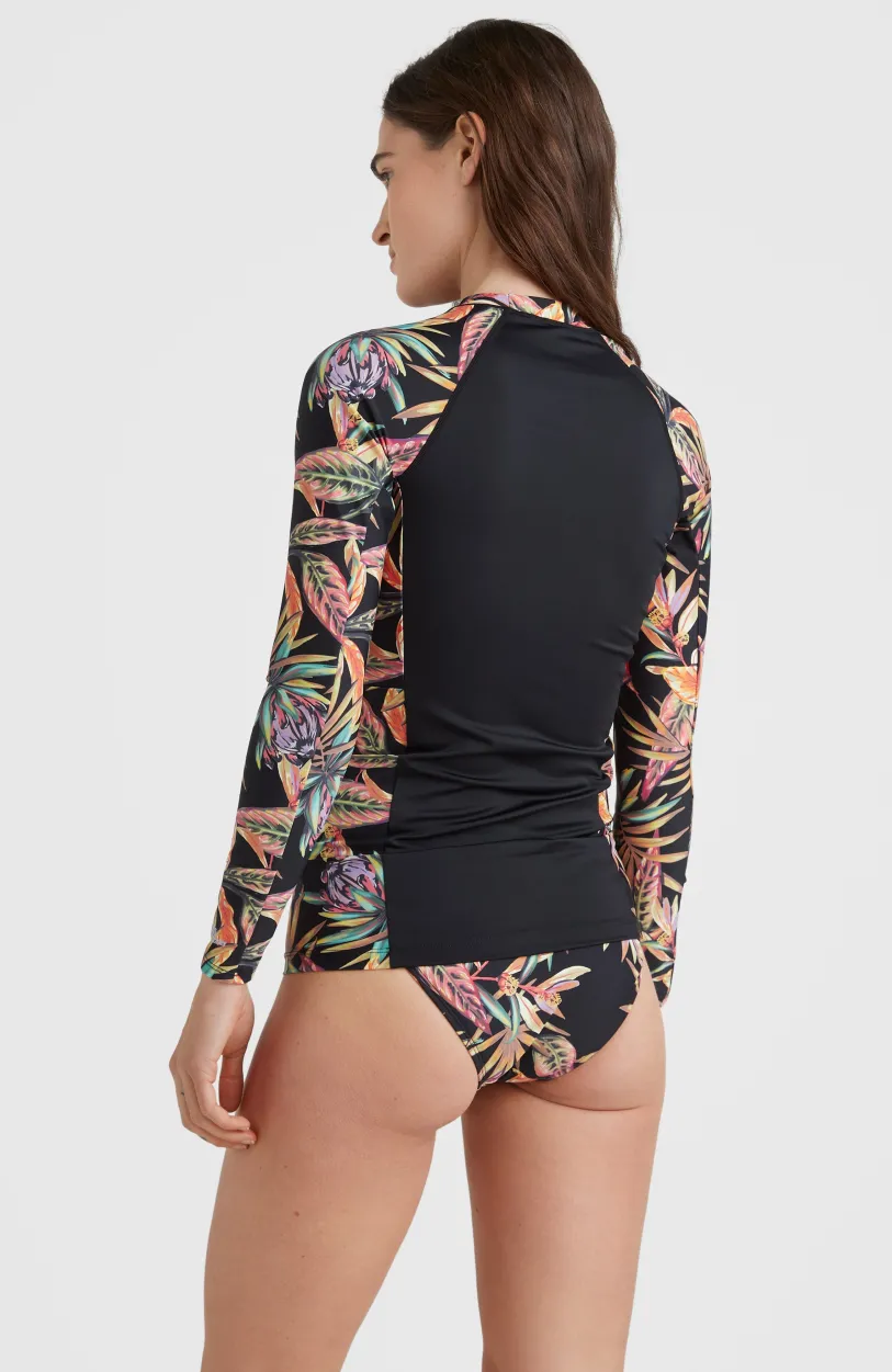 Sale O’Neill Shirt Anglet Met Lange Mouwen En Beschermingsfactor UPF 50+ | Black Tropical Flower