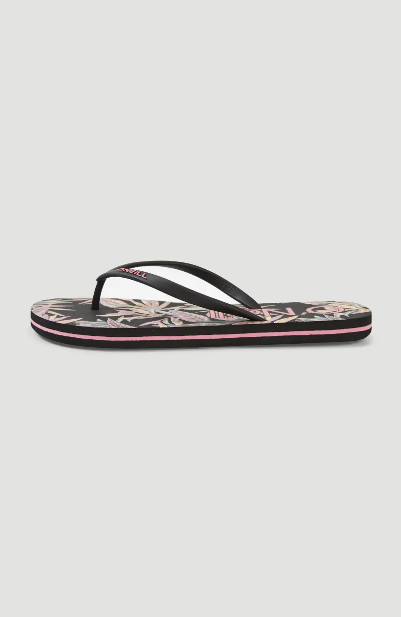 Discount O’Neill Slippers Profile Graphic | Black Tropical Flower