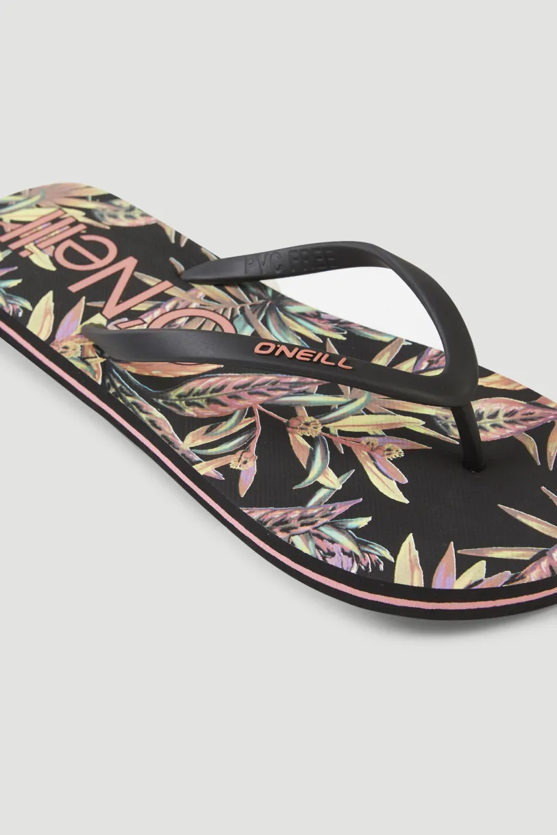 Discount O’Neill Slippers Profile Graphic | Black Tropical Flower