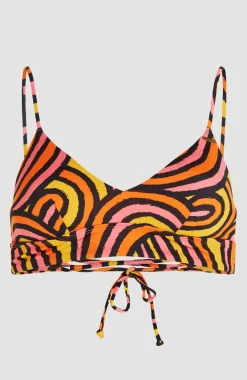 New O’Neill Wave Crop Bikinitop | Orange Rainbow Stripe