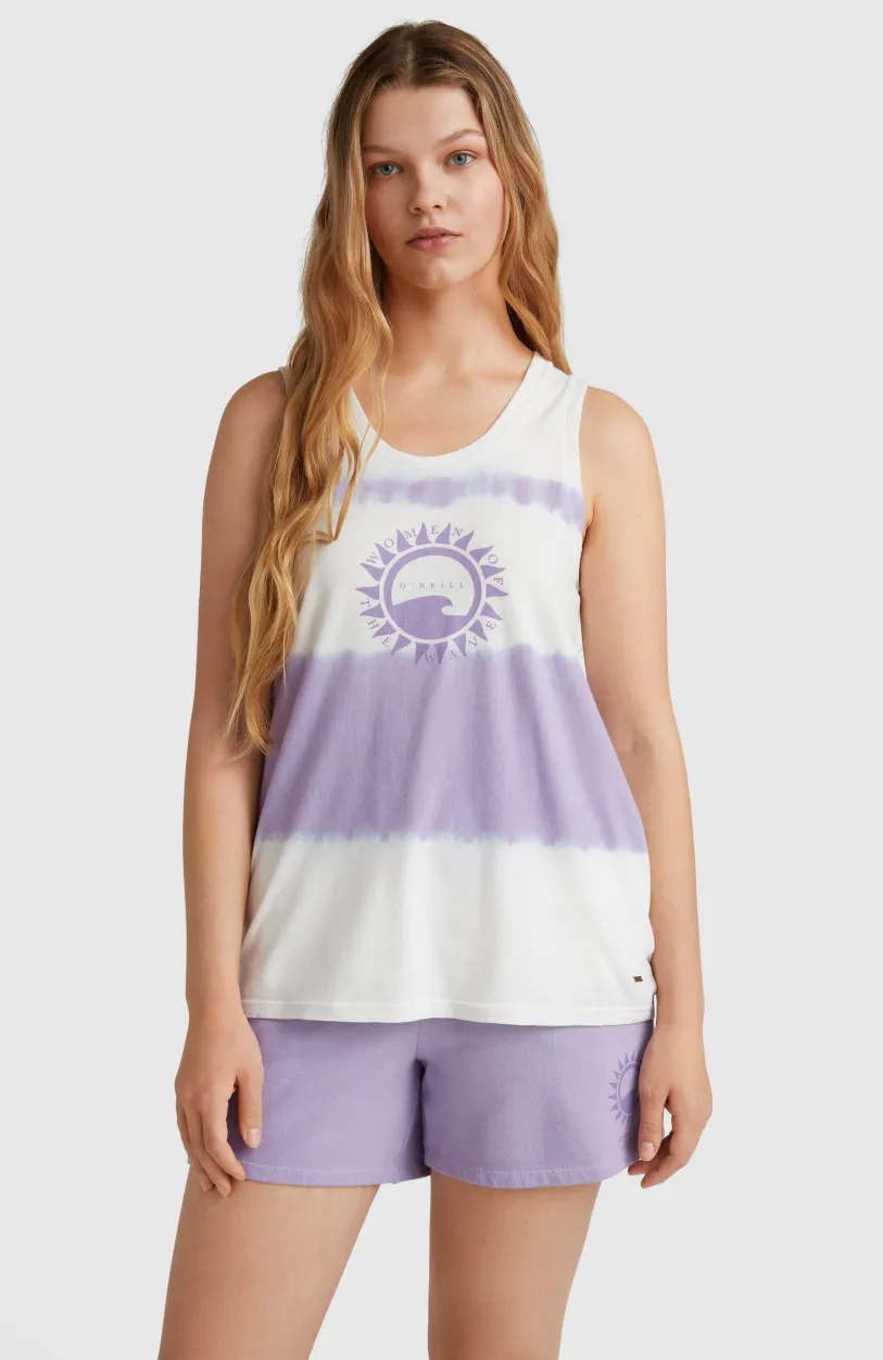 New O’Neill Women Of The Wave Tanktop | Purple Tie Dye